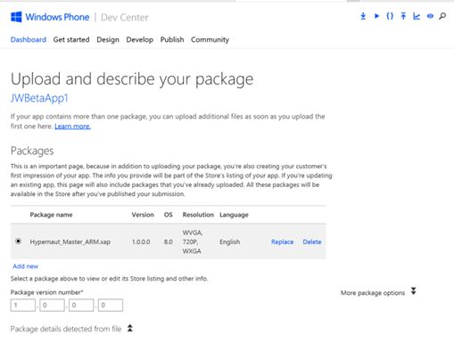 Uploading App Package